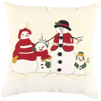 20"x20" Oversize Poly Filled Home Snowman Family Square Throw Pillow Ivory - Rizzy Home