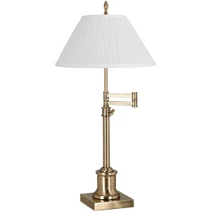 360 Lighting Westbury 36" Tall Skinny Large Traditional End Table Lamp Swing Arm Gold Antique Brass Finish Single White Empire Shade Living Room - 1 of 4
