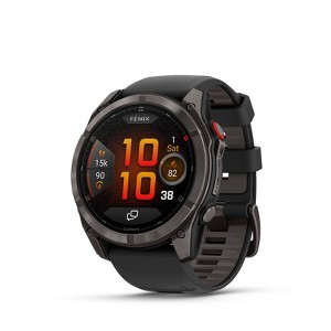 Garmin Fenix 8 Pro 51 mm Amoled Sapphire Carbon Gray DLC Titanium with Black and Pebble Gray Silicone Band - 1 of 4