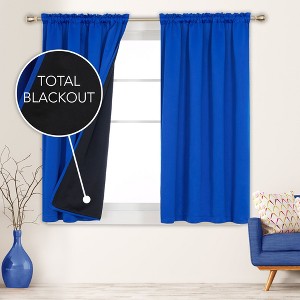 Deconovo ModernLuxury 100% Full BlackOut SatinRodCurtains For LivingRoom or BedRoom 2Panels - 1 of 4