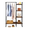 Karl Home Retro Open Wardrobe with Vintage Brown MDF & Black Iron Frame 39.4x15.7x59.1 Inches Entryway Use - 3 of 4
