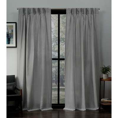 Loha Linen Pinch Pleat Window Curtain Panel Pair Black - Exclusive Home