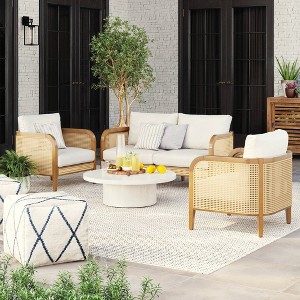 Nathan James 3pc Twila Wicker Outdoor Patio Conversation Set White - 1 of 4