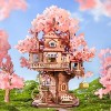 ROBOTIME 3D Puzzles Sakura Tree House Model Kit, DIY Wooden Puzzle, Home Decor Toys, Adult Kid Unique Holiday Gifts, Pink, 9.49"*11.8"*12.09" - 2 of 4