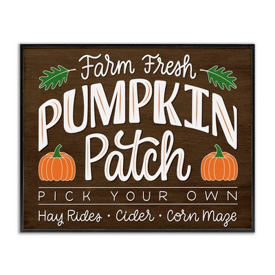 Stupell Industries Farm Fresh Pumpkin Patch Sign Black Framed Giclee Art
