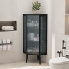 KWPZQEB Floor Coner Cabinet, Freestanding Narrow Cabinets Organizer with Tempered Glass Door & Shelves for Bathroom, Kitchen, Living Room - 3 of 4