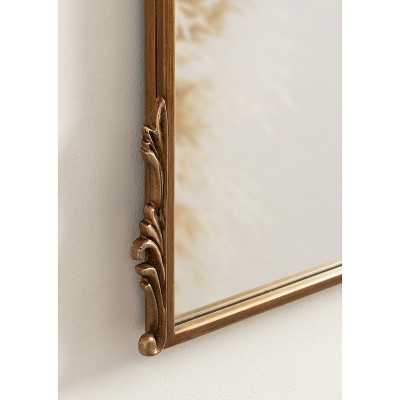Myrcelle Antique Gold Arched Wall Mirror with Garland Details