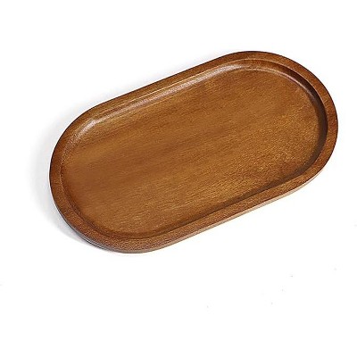 ACEPANO Oval Mini Wooden Decorative Tray for Desserts, Snacks & Fruit-Brown
