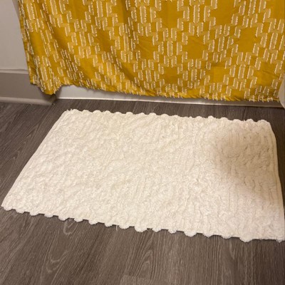 Textured Diamond Shag Bath Rug Cream - Opalhouse™