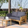 Bestier Adjustable Patio Convertible Sofa, Acacia Wood Porch Couch Sofa Bed with Adjustable Armrest, Outdoor Daybed with Cushions, Outside Couch Bench - 2 of 4