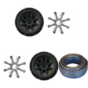 Kicker (2) CompVR 10-Inch (25cm) Subwoofer, DVC, 4-Ohm, w/ GR100 Grills & Speaker Wire Bundle - 1 of 4