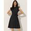Allegra K Women's Cotton Ruffled Cap Sleeve Tie Waist Button Casual Office Shirt Dress - 3 of 4