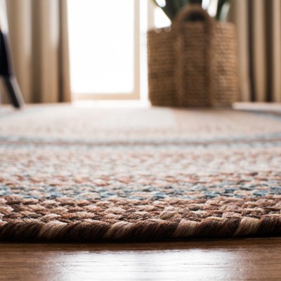 Handmade Square Blue and Brown Braided Area Rug