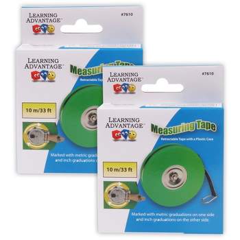 Learning Advantage Wind Up Tape Measure, 33 ft., Pack of 2