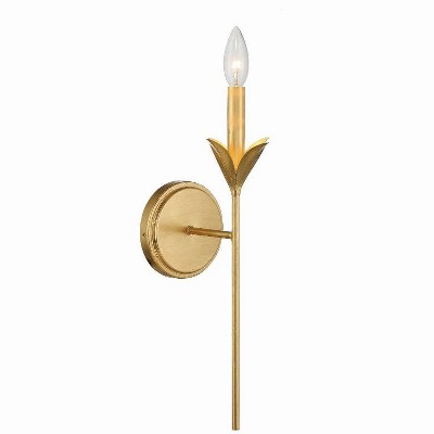 Antique Gold Wall Sconce with White Silk Shade