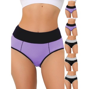 INSPIRE CHIC Women's High Waist Tummy Control Color-Block Available Briefs 6 Packs - 1 of 4