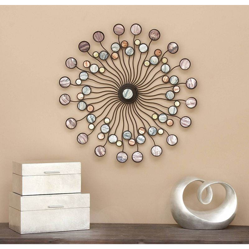 Metal Sunburst Wall Decor with Marble Inspired Accents Multi Colored - Olivia &#38; May, 4 of 21