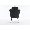 Grungis Teddy Fabric Upholstered Accent Chair with High Backrest,Modern Arm Chair with Pillow,Rocking Glider Accent Chair for Living Room,Ivory - 4 of 4