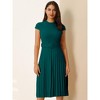 INSPIRE CHIC Women's Mock Neck Cap Sleeve Belted A-Line Midi Pleated Dresses - 2 of 4