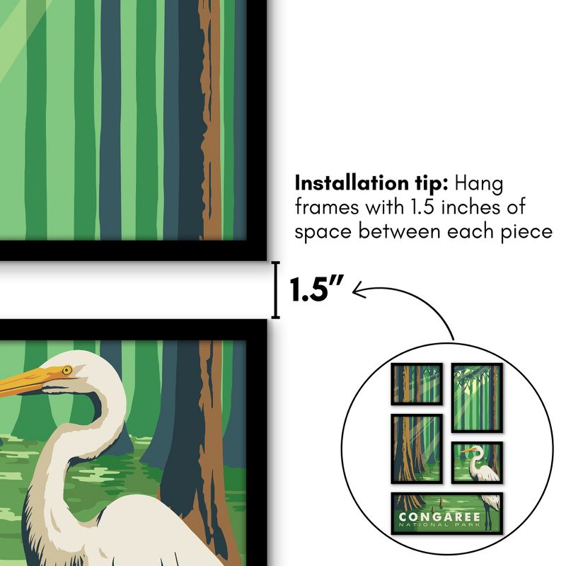 Americanflat Congaree National Park Great Egret 5 Piece Grid Wall Art Room Decor Set - botanical Animal Modern Home Decor Wall Prints, 4 of 6