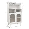 YOOCOZZ Wine Cabinet for Living Room with Removable Wine Rack Wine Glass Rack Glass Door - White - 4 of 4