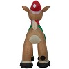 Gemmy Christmas Inflatable Rudolph the Red Nosed Reindeer in Santa Hat and Scarf, 3.5 ft Tall, Multi - 4 of 4