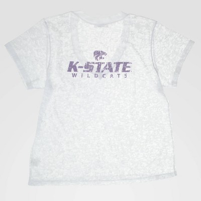 NCAA Kansas State Wildcats Deep V-Neck Burnout T-Shirt - White M