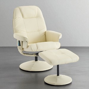 Mshliw Massage Recliner Office Chair with Ottoman, PU Leather Swivel Chair with Heat, 5-Mode Vibration and 140° Adjustable Backrest - 1 of 4