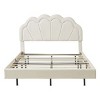 Queen Bed Frame And Headboard,Bed Floating With Led Lights,Velvet Fabric Bed,Elegant Floral Headboard-Cuddlewood - 3 of 4
