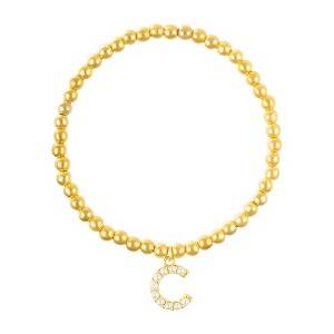 Adornia 14k Gold Plated Stretch Bead Bracelet with Pearl Letter - 1 of 3