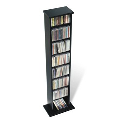 Media Storage 19.25 in D Black w/ Adjustable Shelves W x 63.75 in H x 9.5 in 