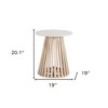 HomeRoots 20" White and Natural Distressed Marble and Solid Wood Round Pedestal End Table - 3 of 4