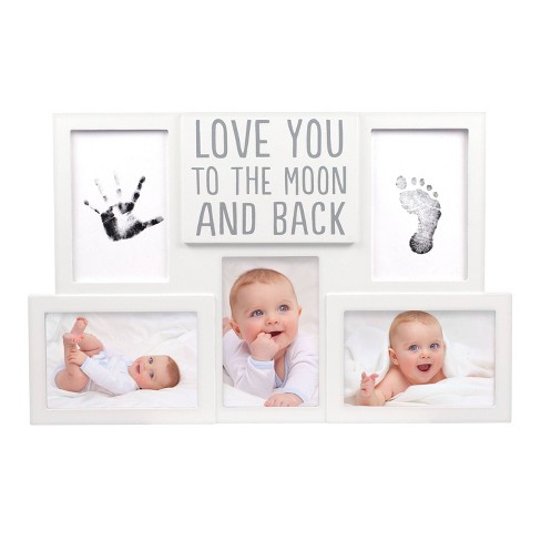 Babyprints Photo Frame Kit Newborn Baby Handprint, Footprint Wooden White