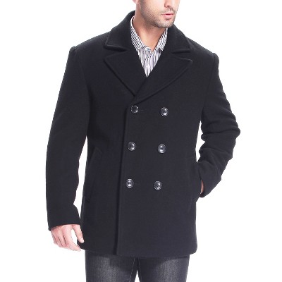 BGSD Men's Mark Classic Wool Blend Pea Coat Black Small — фото 2