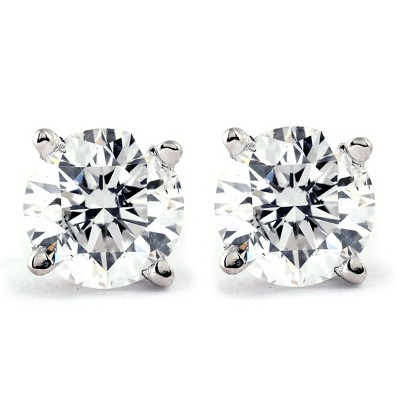 Pompeii3 1Ct TW Round 14K White or Yellow Gold Diamond Screwback Studs Earrings Certified