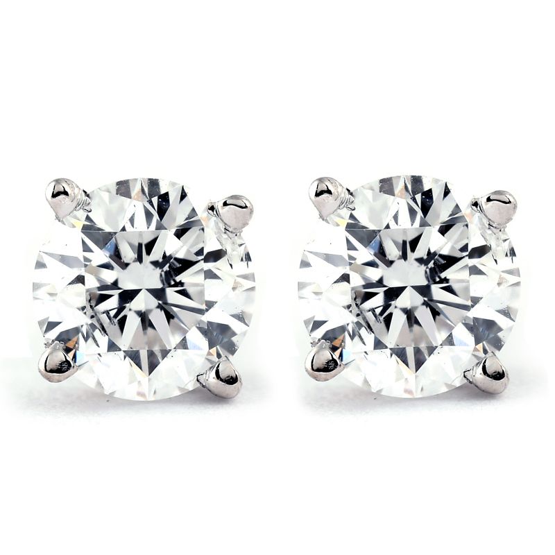Pompeii3 1Ct TW Round 14K White or Yellow Gold Diamond Screwback Studs Earrings Certified, 1 of 6