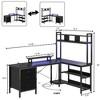 Besiost 60"L Shaped Computer Desk with Hutch, Power Outlets, LED Lights & Storage Drawers - 4 of 4