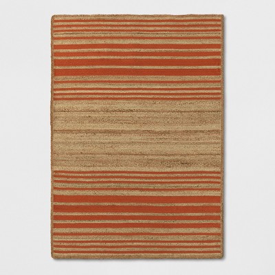 5'x7' Striped Braided Jute Area Rug Orange - Opalhouse™