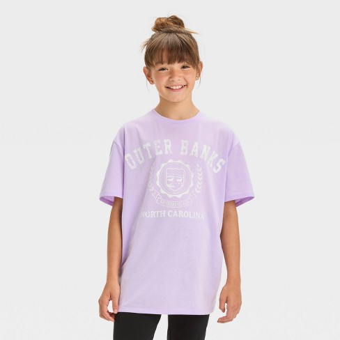 Girls Outer Banks Oversized Graphic T shirt Art Class Lilac Purple M Target