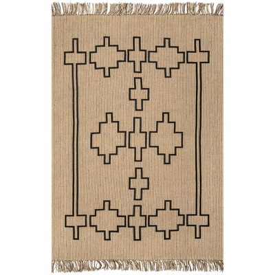 Nuloom Kamilah Geometric 5x8 Jute Indoor Area Rug for Dining Room Rug Neutral Rug Living Room Rug Kitchen, Natural/Ivory
