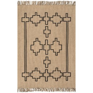 Nuloom Kamilah Geometric 5x8 Jute Indoor Area Rug for Dining Room Rug Neutral Rug Living Room Rug Kitchen, Natural/Ivory - 1 of 4