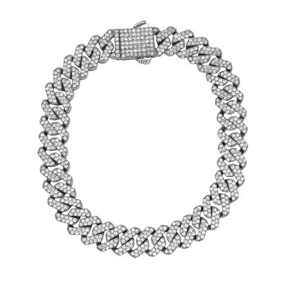 Adornia Men's 10mm Cuban Edge Chain Bracelet with CZ