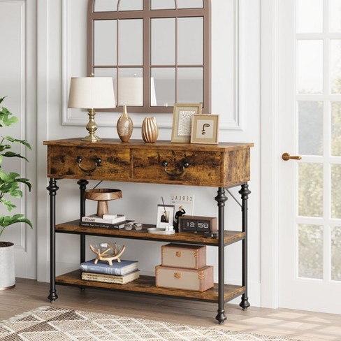 Whizmax Console Table With Drawers, Sofa Tables Narrow Entryway Table ...