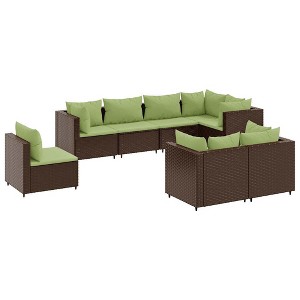 vidaXL Patio Lounge Set Set of 8 Brown PE rattan, powder-coated steel - 1 of 4