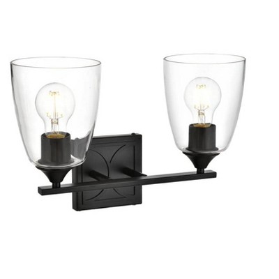 Elegant Lighting Harris 2 light Black and Clear Bath Sconce