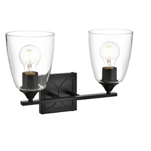 Elegant Lighting Harris 2 light Black and Clear Bath Sconce - 1 of 2