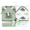 Hudson Baby Infant Boy Cotton Animal Face Hooded Towel, Neutral Dino World, One Size - 2 of 4