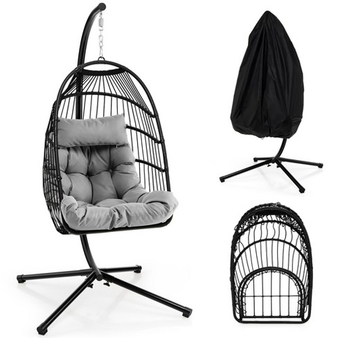 Hanging Egg Chair with Head Pillow and Large Seat Cushion - Costway