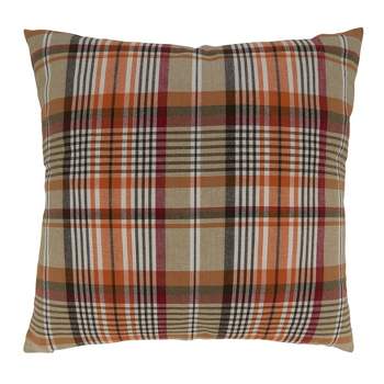 Saro Lifestyle Multi-Color Plaid Throw Pillow With Down Filling, Multi, 20" x 20"