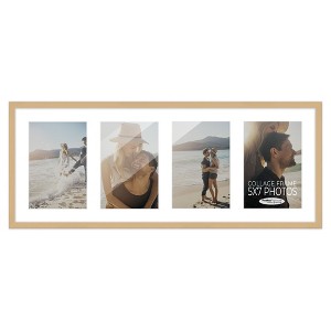 PosterPalooza | Natural Finish Collage Frame - White Mat, 20 Frame Sizes to Choose From, UV Acrylic - 1 of 4